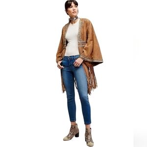 Free People Rolled Crop Skinny Jeans in Lou Blue